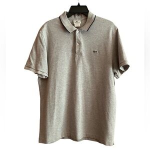 Lacoste Grey Regular Fit 100% Cotton Polo Shirt Size 6